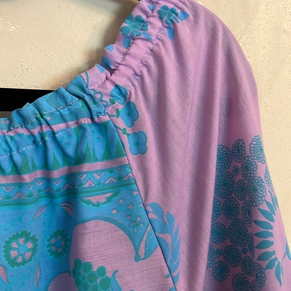 Hungry Palette Silk Screen Print Dress 70s Peasant Paisley Floral Dress Size S - Picture 12 of 16